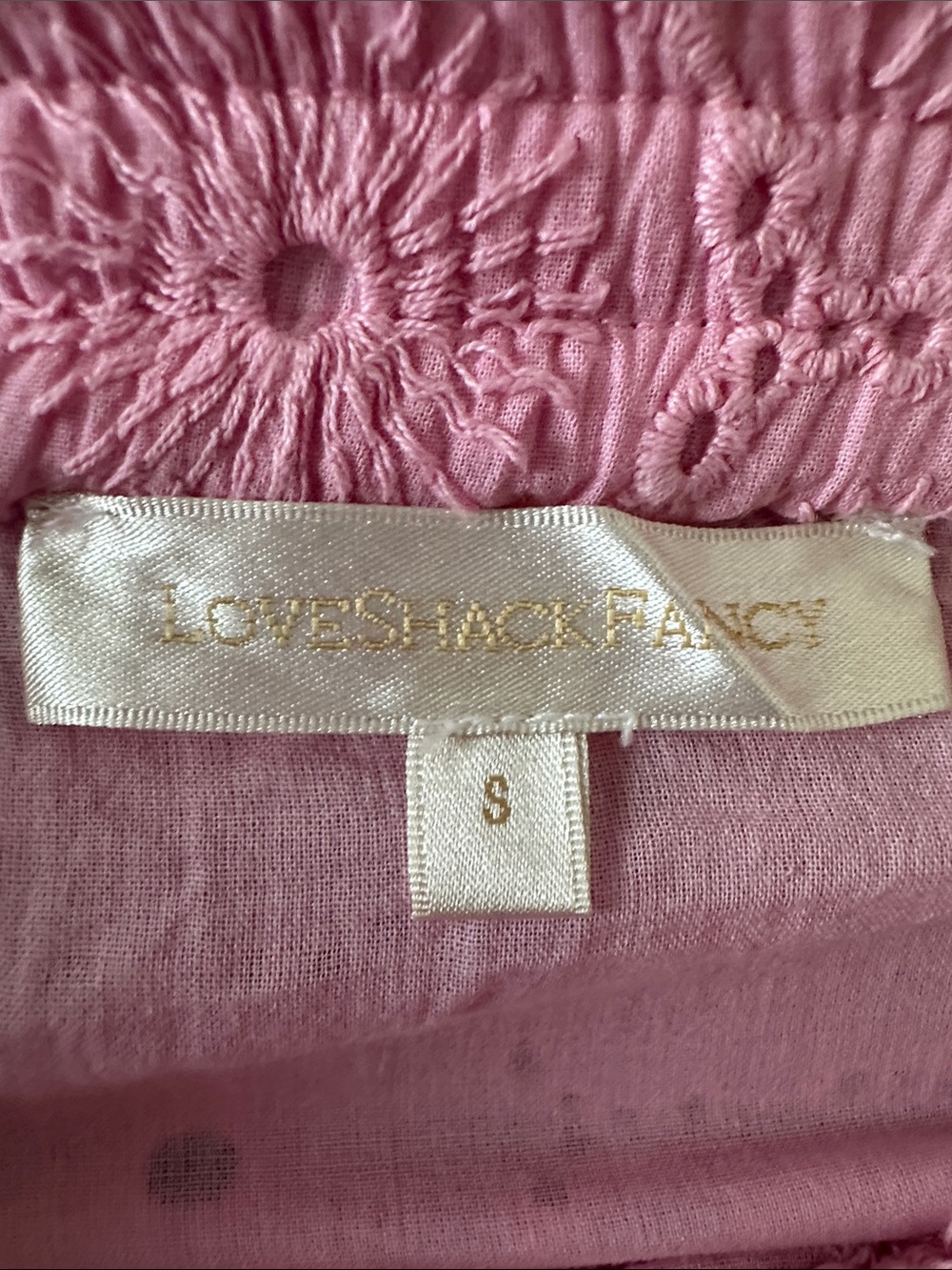 Love Shack Fancy Pink Floral Eyelet Tiered Skirt - Picture 4 of 4